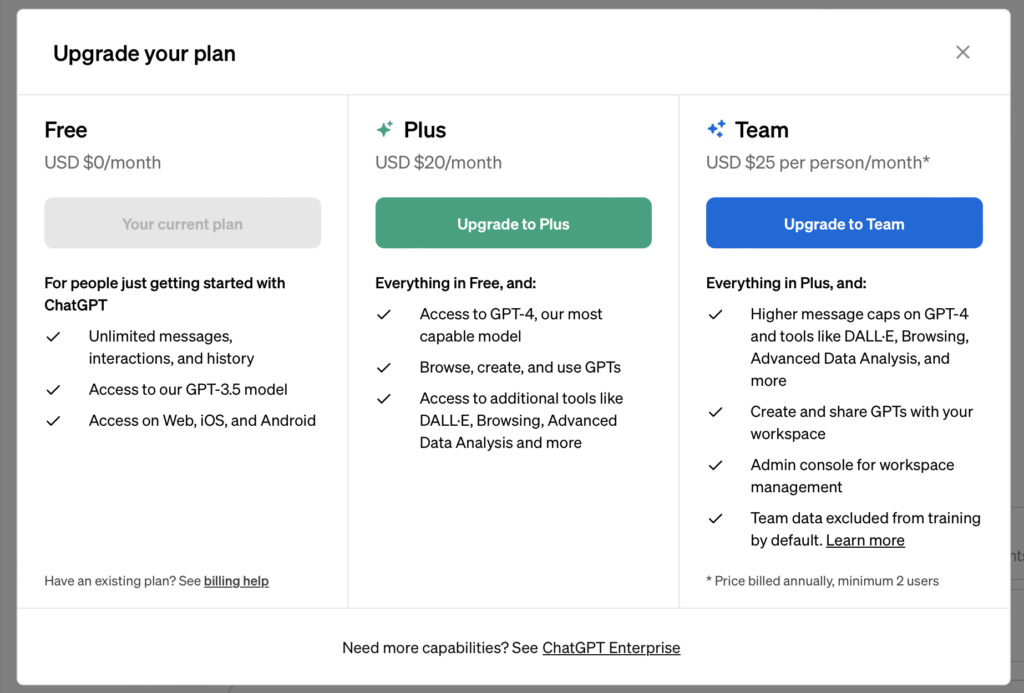 chatgpt plans