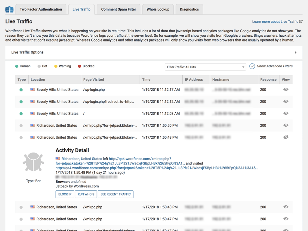 Wordfence screenshot 1