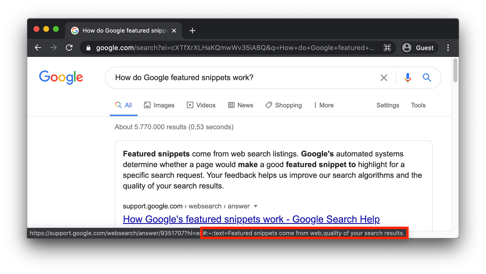 Fragment Identifier url