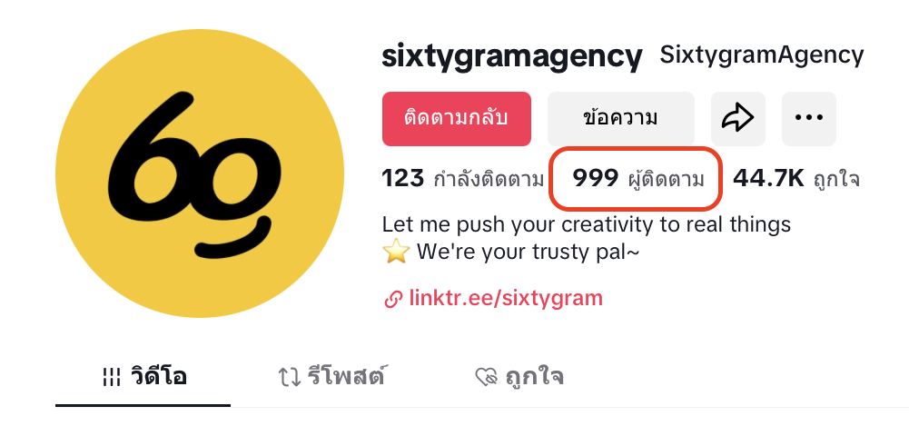 tiktok ผู้ติดตามไม่ถึงพัน