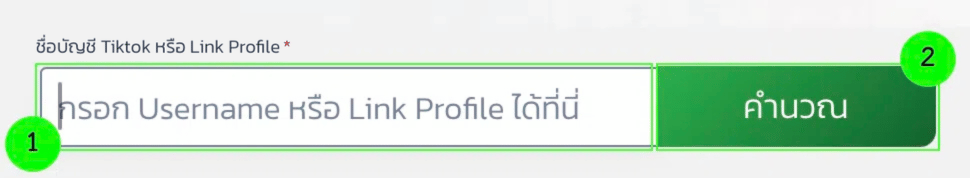 1.กรอกชื่อบัญชีหรือลิงก์ Tiktok