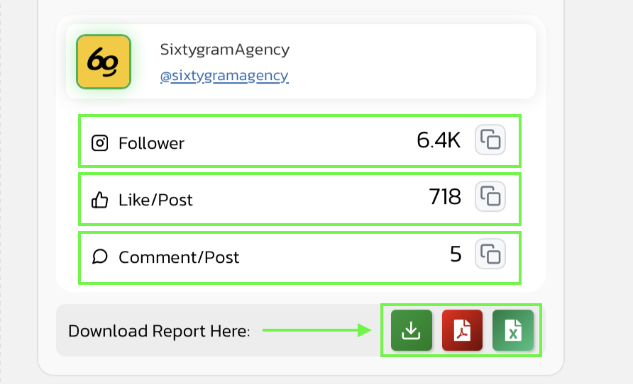3. Copy or Download the Results