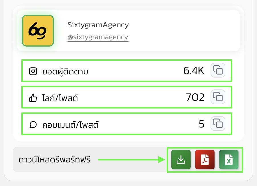 3.ดาวน์โหลดรีพอร์ตค่า ER Tiktok
