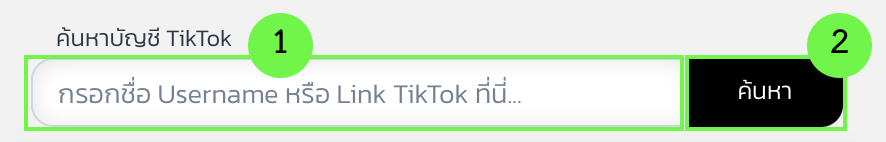 1. กรอกชื่อบัญชีหรือลิงก์ Tiktok